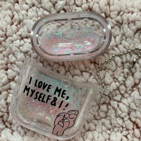 Bt21 Cooky liquid glitter hard case Airpods Gen 1/Gen 2 - Picture 4 of 11